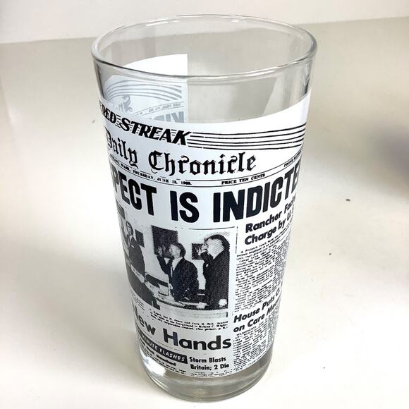 Set of 4 Spokane Daily Chronicle Spokesman Review Newspapers Vtg Bar Glasses - Picture 10 of 12